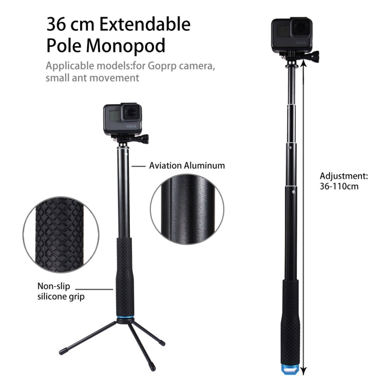 Anti-skid Extendable Self-portrait Handheld Diving Telescopic Monopod Holder Set with Phone Remote Controller & Tripod & Phone Holder for GoPro & Xiaoyi Camera & Smartphones, Full Length Max: about 1m(Blue) - Extendable Pole by PMC Jewellery | Online Shopping South Africa | PMC Jewellery | Buy Now Pay Later Mobicred
