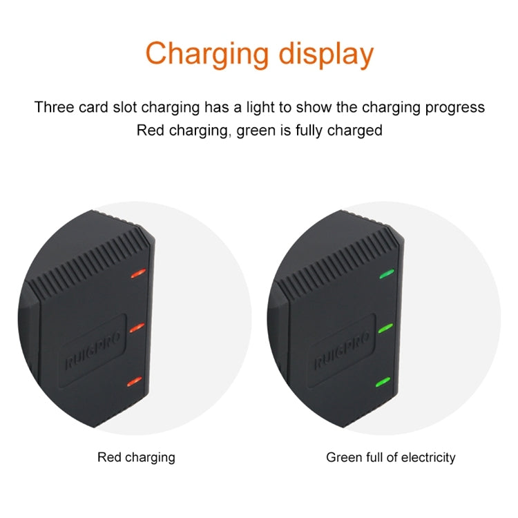RUIGPRO USB Triple Batteries Housing Charger Box with USB Cable & LED Indicator Light for GoPro HERO6 /5(Black) - Charger by RUIGPRO | Online Shopping South Africa | PMC TechLife | Buy Now Pay Later Mobicred