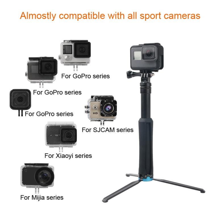 Portable Foldable Tripod Holder Selfie Monopod Stick for GoPro, Insta360, DJI and Other Action Cameras, Length: 23.5-81cm - Extendable Pole by PMC TechLife | Online Shopping South Africa | PMC TechLife | Buy Now Pay Later Mobicred
