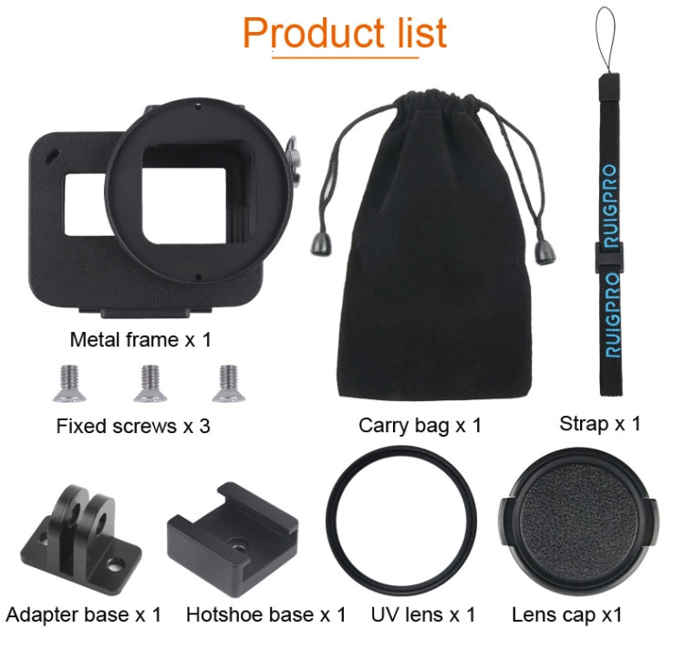 Housing Shell CNC Aluminum Alloy Protective Cage with Insurance Frame & 52mm UV Lens for GoPro HERO7 Black /6 /5 (Blue) - Metal Cases by PMC TechLife | Online Shopping South Africa | PMC TechLife | Buy Now Pay Later Mobicred