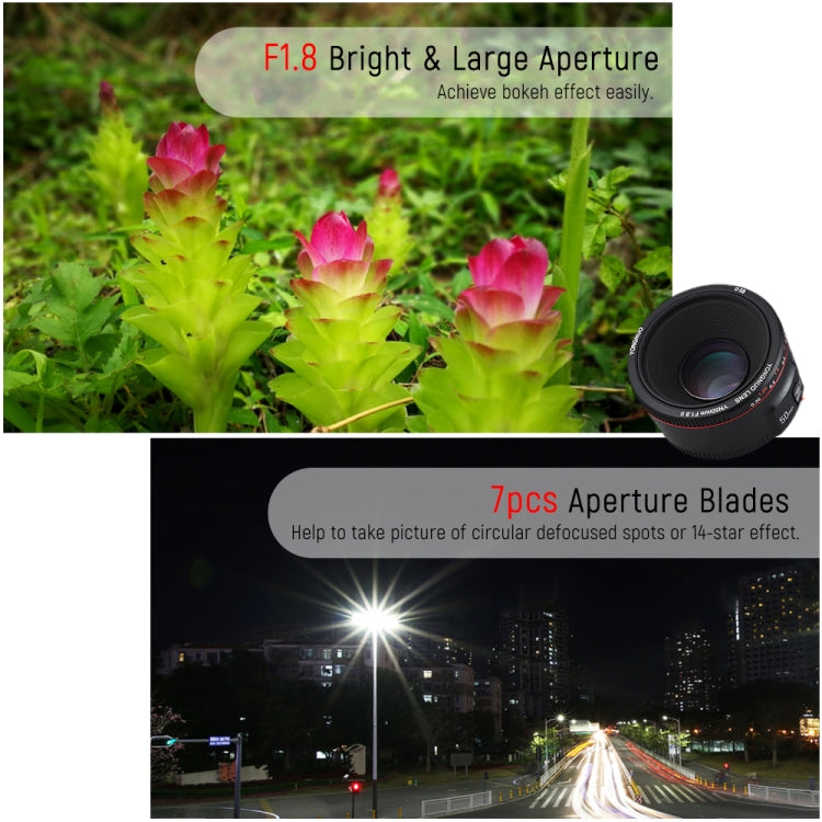 YONGNUO YN50MM F1.8C II F1.8 Auto Focus Lens for Canon EF Mount New Lens (Black) - free shipping - PMC TechLife - Order now!
