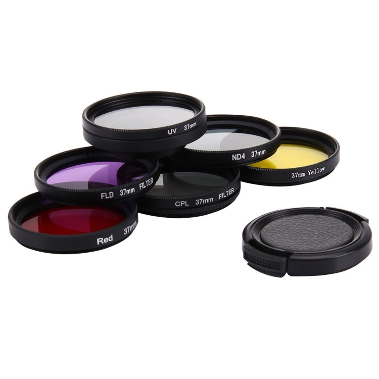 JUNESTAR 7 in 1 Proffesional 37mm Lens Filter(CPL + UV + ND4 + Red + Yellow + FLD / Purple) & Lens Protective Cap for GoPro HERO4 / 3+ / 3 Sport Action Camera - free shipping - PMC TechLife - Order now!