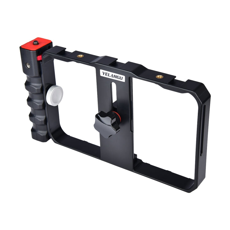 YELANGU YLG0901B Vlogging Live Broadcast Smartphone Plastic Cage Video Rig Filmmaking Recording Handle Stabilizer Bracket for iPhone, Galaxy, Huawei, Xiaomi, HTC, LG, Google, and Other Smartphones(Black) - Stand by YELANGU | Online Shopping South Africa | PMC Jewellery | Buy Now Pay Later Mobicred