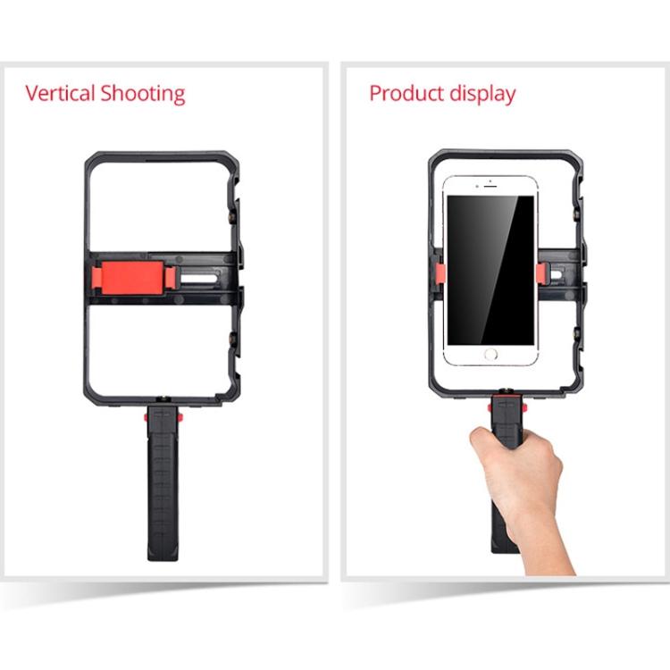 YLG0901B Vlogging Live Broadcast Smartphone Plastic Cage Video Rig Filmmaking Recording Handle Stabilizer Bracket for iPhone, Galaxy, Huawei, Xiaomi, HTC, LG, Google, and Other Smartphones(Black) - Stand by PMC Jewellery | Online Shopping South Africa | PMC Jewellery | Buy Now Pay Later Mobicred