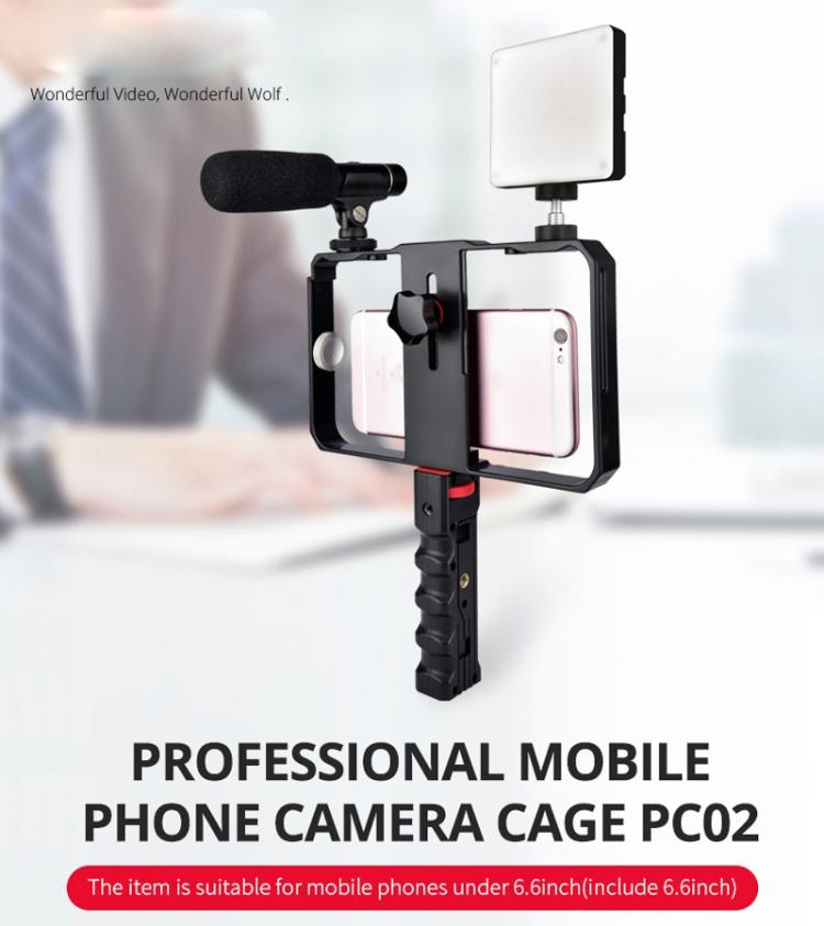 YLG0901B Vlogging Live Broadcast Smartphone Plastic Cage Video Rig Filmmaking Recording Handle Stabilizer Bracket for iPhone, Galaxy, Huawei, Xiaomi, HTC, LG, Google, and Other Smartphones(Black) - Stand by PMC Jewellery | Online Shopping South Africa | PMC Jewellery | Buy Now Pay Later Mobicred