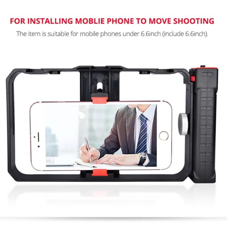 YLG0901B Vlogging Live Broadcast Smartphone Plastic Cage Video Rig Filmmaking Recording Handle Stabilizer Bracket for iPhone, Galaxy, Huawei, Xiaomi, HTC, LG, Google, and Other Smartphones(Black) - Stand by PMC Jewellery | Online Shopping South Africa | PMC Jewellery | Buy Now Pay Later Mobicred