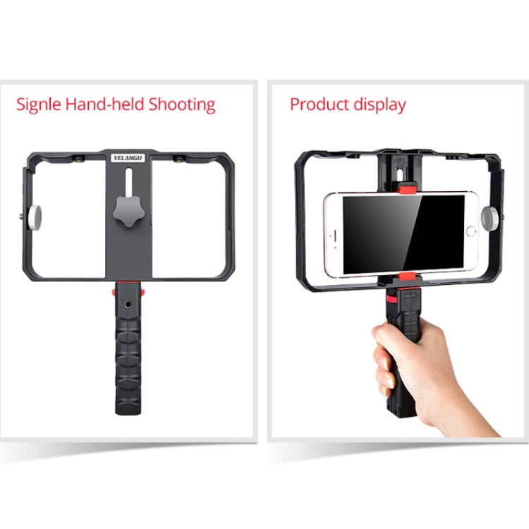 YELANGU YLG0901B Vlogging Live Broadcast Smartphone Plastic Cage Video Rig Filmmaking Recording Handle Stabilizer Bracket for iPhone, Galaxy, Huawei, Xiaomi, HTC, LG, Google, and Other Smartphones(Black) - Stand by YELANGU | Online Shopping South Africa | PMC Jewellery | Buy Now Pay Later Mobicred