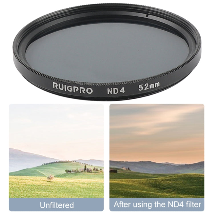 RUIGPRO for GoPro HERO 7/6 /5 Professional 52mm ND4 Lens Filter with Filter Adapter Ring & Lens Cap - Lens Filter by RUIGPRO | Online Shopping South Africa | PMC Jewellery | Buy Now Pay Later Mobicred