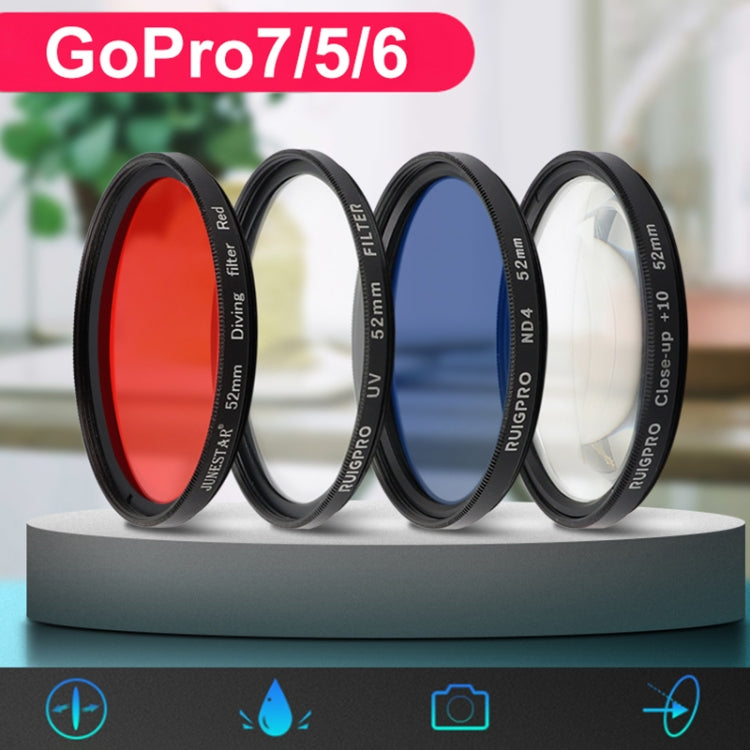 RUIGPRO for GoPro HERO 7/6 /5 Professional 52mm ND4 Lens Filter with Filter Adapter Ring & Lens Cap - Lens Filter by RUIGPRO | Online Shopping South Africa | PMC Jewellery | Buy Now Pay Later Mobicred