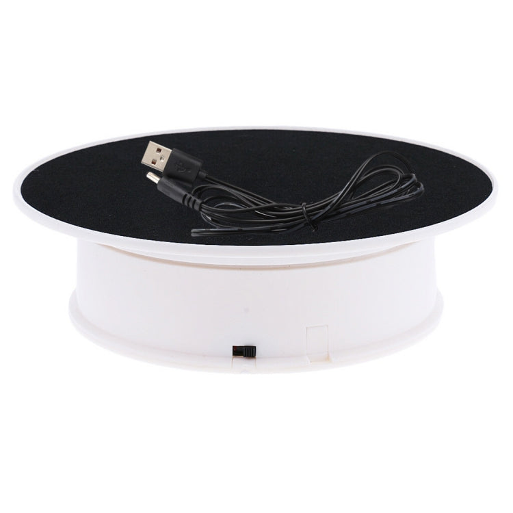20cm 360 Degree Electric Rotating Turntable Display Stand Photography Video Shooting Props Turntable, Load 1.5kg, Powered by Battery & USB(White + Black) - free shipping - PMc TechLife - Order now!
