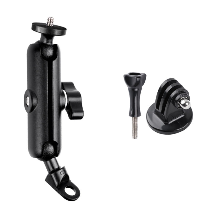 9.0cm Connecting Rod 20mm Ball Head Motorcycle Rearview Mirror Screw Hole Fixed Mount Holder with Tripod Adapter & Screw for GoPro Hero12 Black / Hero11 /10 /9 /8 /7 /6 /5, Insta360 Ace / Ace Pro, DJI Osmo Action 4 and Other Action Cameras(Black) - Bicycle Handlebar Mount by PMC Jewellery | Online Shopping South Africa | PMC Jewellery | Buy Now Pay Later Mobicred
