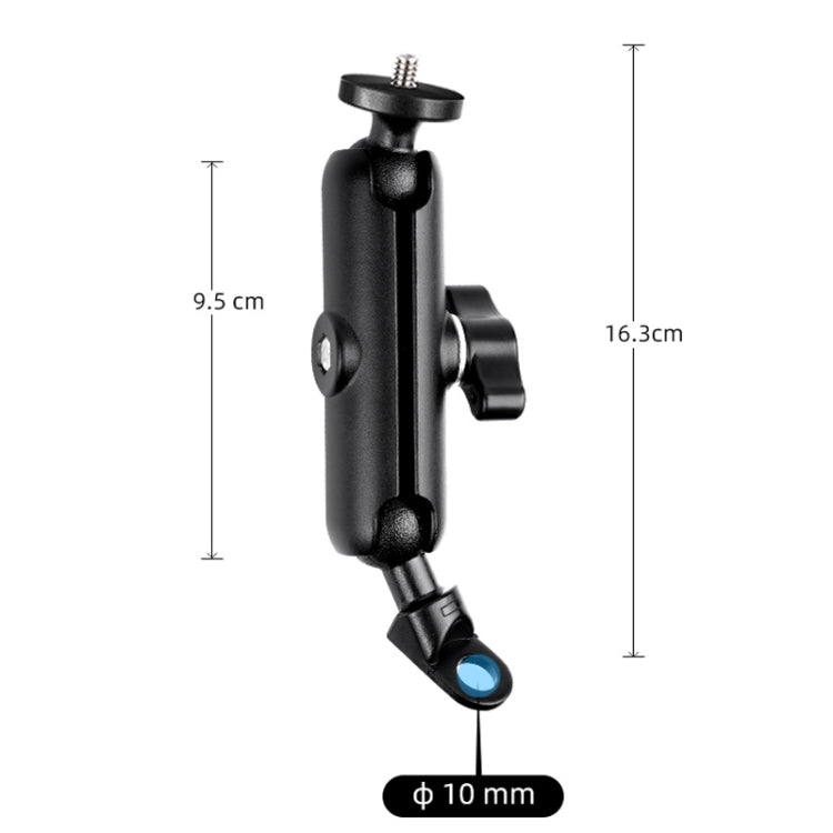 9.0cm Connecting Rod 20mm Ball Head Motorcycle Rearview Mirror Screw Hole Fixed Mount Holder with Tripod Adapter & Screw for GoPro, Insta360, DJI and Other Action Cameras(Black) - Bicycle Handlebar Mount by PMC TechLife | Online Shopping South Africa | PMC TechLife | Buy Now Pay Later Mobicred