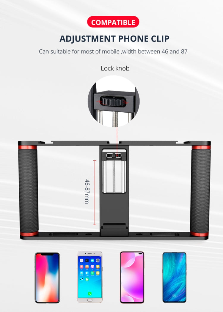 YELANGU PC05 YLG0909B Vlogging Live Broadcast Smartphone Metal Cage Video Rig Filmmaking Recording Handle Stabilizer Bracket for iPhone, Galaxy, Huawei, Xiaomi, HTC, LG, Google, and Other Smartphones(Black) - free shipping - PMC Jewellery - Order now!