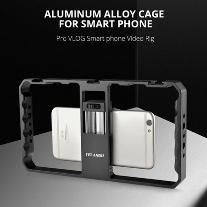 YELANGU  PC06 YLG0909A Vlogging Live Broadcast Smartphone Metal Cage Video Rig Filmmaking Recording Handle Stabilizer Bracket for iPhone, Galaxy, Huawei, Xiaomi, HTC, LG, Google, and Other Smartphones(Black) - Stand by YELANGU | Online Shopping South Africa | PMC Jewellery | Buy Now Pay Later Mobicred