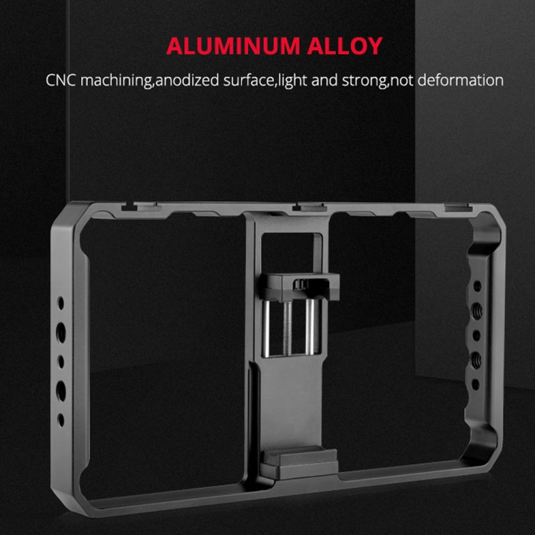 YELANGU  PC06 YLG0909A Vlogging Live Broadcast Smartphone Metal Cage Video Rig Filmmaking Recording Handle Stabilizer Bracket for iPhone, Galaxy, Huawei, Xiaomi, HTC, LG, Google, and Other Smartphones(Black) - free shipping - PMC Jewellery - Order now!