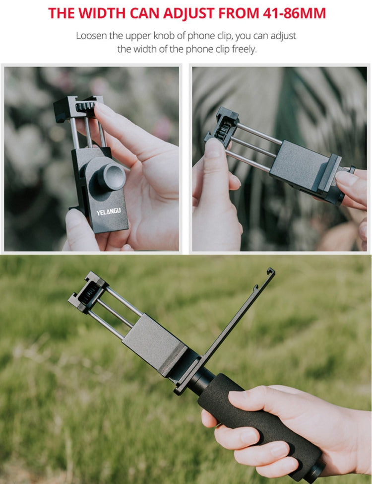 YELANGU PC08 YLG0117A Handheld Grip Holder Bracket with Mobile Phone Metal Clamp (Black) - free shipping - PMC TechLife - Order now!