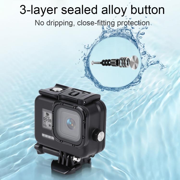 For GoPro HERO8 Black 45m Waterproof Housing Protective Case with Buckle Basic Mount & Screw & Floating Bobber Grip & Strap & Anti-Fog Inserts(Transparent) - free shipping - PMC TechLife - Order now!