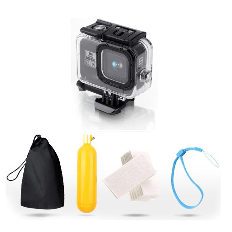 For GoPro HERO8 Black 45m Waterproof Housing Protective Case with Buckle Basic Mount & Screw & Floating Bobber Grip & Strap & Anti-Fog Inserts(Transparent) - free shipping - PMC TechLife - Order now!