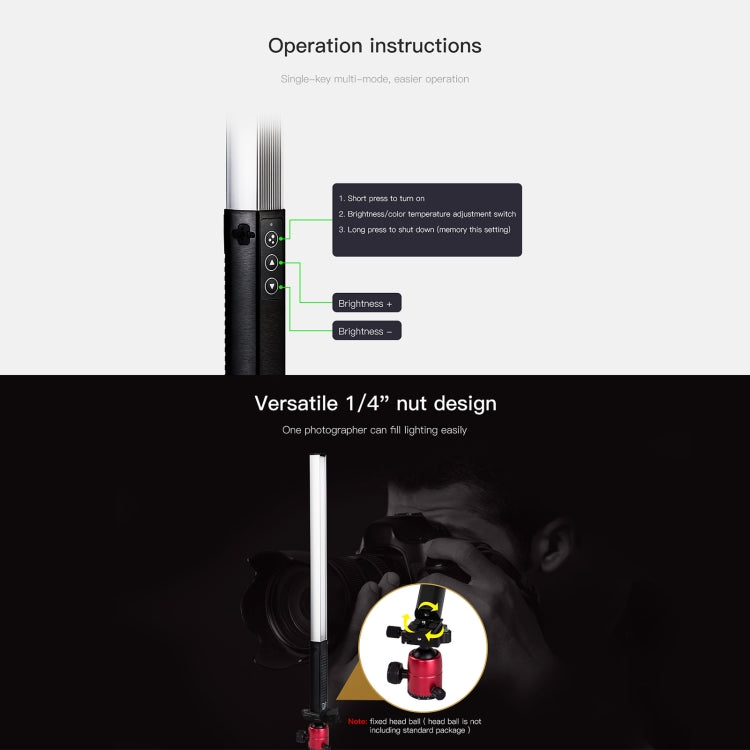 LUXCeO Q508S Dual Color Temperature 1000LM Photo LED Stick Video Light Handheld LED Fill Light Flash Lighting Lamp (Black) - free shipping - PMC TechLife - Order now!