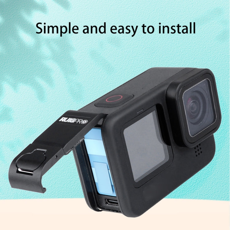 RUIGPRO Aluminum Alloy Battery Side Interface Cover for GoPro HERO10 Black / HERO9 Black (Black) - Skeleton Housing by RUIGPRO | Online Shopping South Africa | PMC Jewellery | Buy Now Pay Later Mobicred