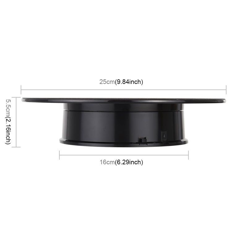 25cm 360 Degree Electric Rotating Mirror Surface Turntable Display Stand Video Shooting Props Turntable for Photography, Load 3kg, Powered by Battery(White + Black) - free shipping - PMc TechLife - Order now!