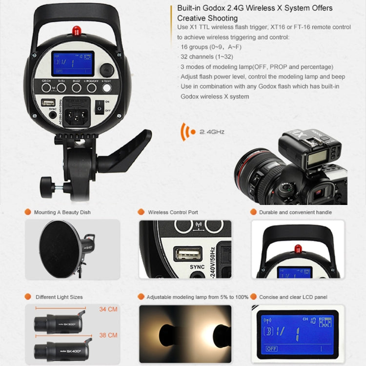 Godox SK400II Studio Flash Light 150Ws Bowens Mount Studio Speedlight(UK Plug) - free shipping - PMC TechLife - Order now!