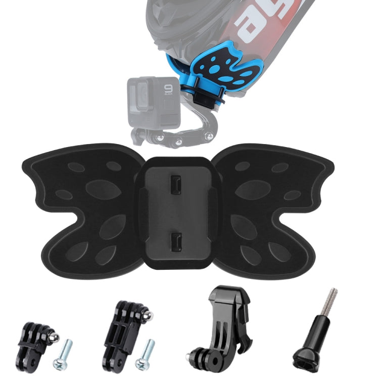Butterfly Helmet Mount Adapter with 3-Way Pivot Arm & J-Hook Buckle & Long Screw for GoPro, Insta360, DJI and Other Action Cameras (Black) - Helmet Mount by PMC TechLife | Online Shopping South Africa | PMC TechLife | Buy Now Pay Later Mobicred