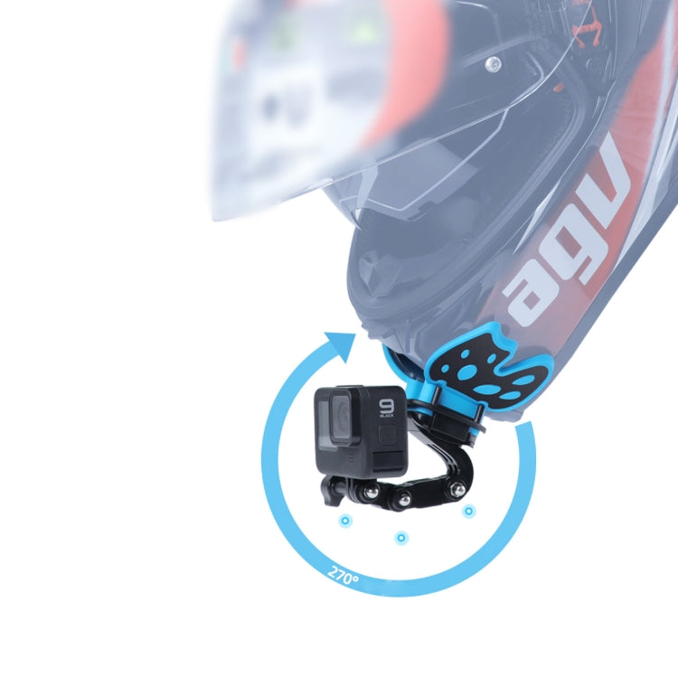 Butterfly Helmet Mount Adapter with 3-Way Pivot Arm & J-Hook Buckle & Long Screw for GoPro, Insta360, DJI and Other Action Cameras (Black) - Helmet Mount by PMC TechLife | Online Shopping South Africa | PMC TechLife | Buy Now Pay Later Mobicred