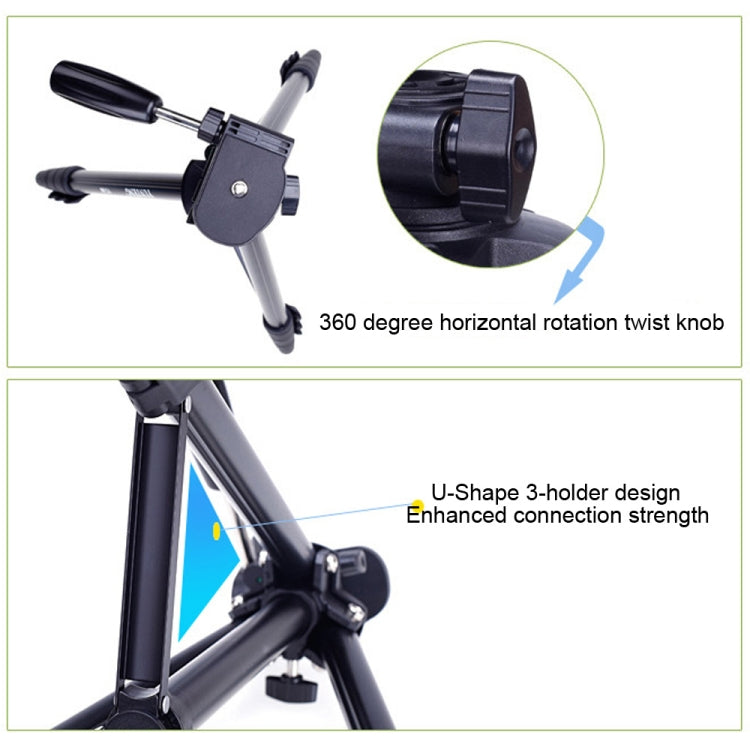 YUNTENG VCT-680RM 4-Section Folding Legs Aluminum Alloy Tripod Mount with Three-Dimensional Tripod Head for DSLR & Digital Camera, Adjustable Height: 46-138cm (Black) - free shipping - PMC TechLife - Order now!