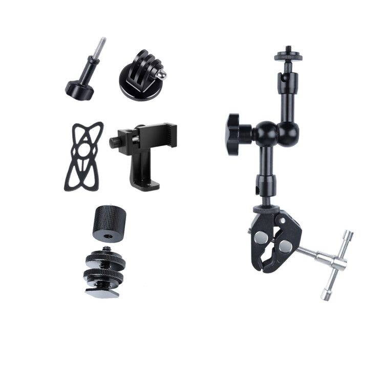 7 inch Adjustable Friction Articulating Magic Arm + Large Claws Clips with Phone Clamp (Black) - Camera Gimbal by PMC Jewellery | Online Shopping South Africa | PMC Jewellery