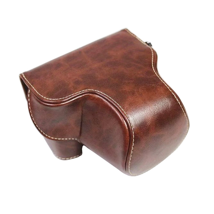 Full Body Camera PU Leather Case Bag for Sony LCE-7C / Alpha 7C / A7C 28-60mm / 40.5mm Lens(Coffee) - Leather Bag by PMC TechLife | Online Shopping South Africa | PMC TechLife | Buy Now Pay Later Mobicred