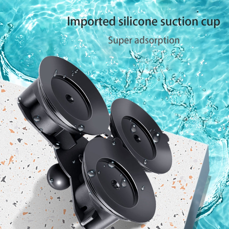 Triangle Suction Cup Mount Holder with Tripod Adapter & Screw & Phone Clamp & Anti-lost Silicone Net for for GoPro, Insta360, DJI and Other Action Cameras, Smartphones(Black) - Holder by PMC TechLife | Online Shopping South Africa | PMC TechLife | Buy Now Pay Later Mobicred