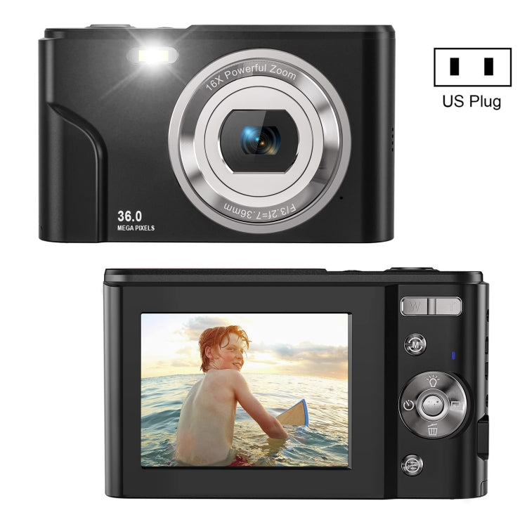 DC311 2.4 inch 36MP 16X Zoom 2.7K Full HD Digital Camera Children Card Camera, US Plug(Black) - Children Cameras by PMC TechLife | Online Shopping South Africa | PMC TechLife | Buy Now Pay Later Mobicred