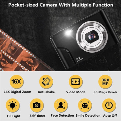 DC311 2.4 inch 36MP 16X Zoom 2.7K Full HD Digital Camera Children Card Camera, US Plug(Silver) - Children Cameras by PMC Jewellery | Online Shopping South Africa | PMC Jewellery | Buy Now Pay Later Mobicred