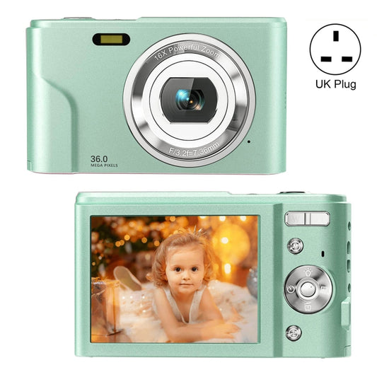 DC311 2.4 inch 36MP 16X Zoom 2.7K Full HD Digital Camera Children Card Camera, UK Plug (Green) - Children Cameras by PMC Jewellery | Online Shopping South Africa | PMC Jewellery | Buy Now Pay Later Mobicred