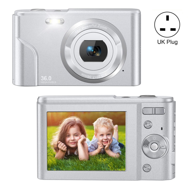 DC311 2.4 inch 36MP 16X Zoom 2.7K Full HD Digital Camera Children Card Camera, UK Plug (Silver) - Children Cameras by PMC TechLife | Online Shopping South Africa | PMC TechLife | Buy Now Pay Later Mobicred