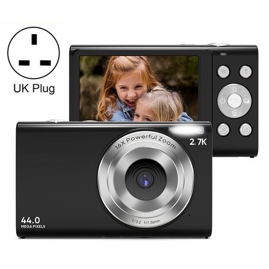 DC402 2.4 inch 44MP 16X Zoom 2.7K Full HD Digital Camera Children Card Camera, UK Plug (Black) - Children Cameras by PMC Jewellery | Online Shopping South Africa | PMC Jewellery | Buy Now Pay Later Mobicred