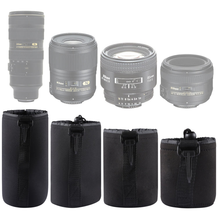 4 PCS Neoprene SLR Camera Lens Carrying Bag Pouch Bag with Carabiner, Size: 10x22cm, 10x14cm, 10x18cm, 8x10cm - free shipping - PMC TechLife - Order now!