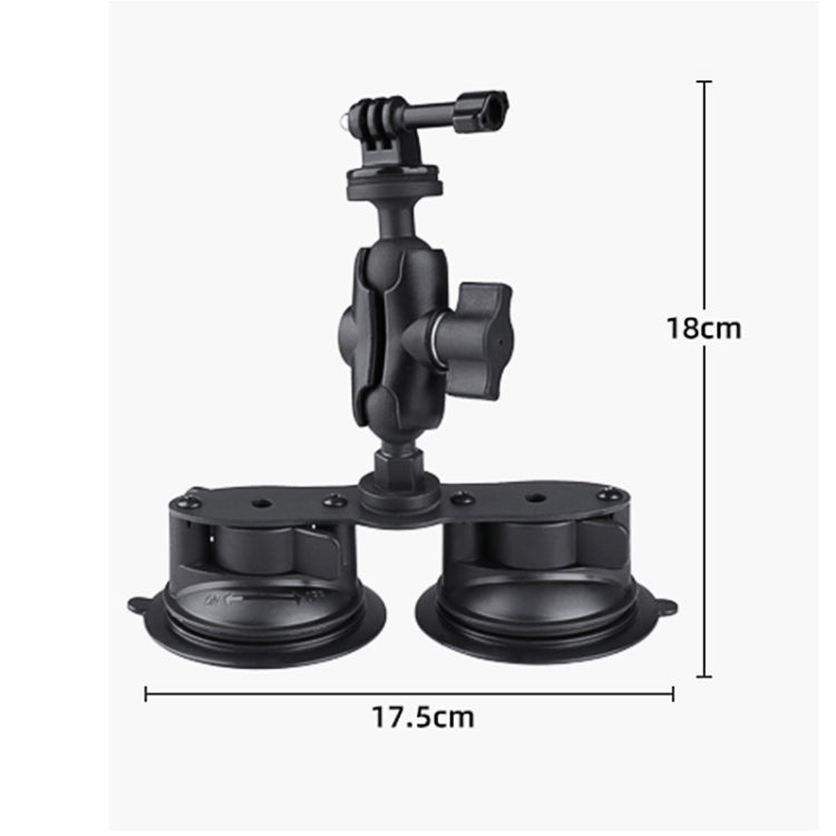 Dual Suction Cup Mount Holder with Tripod Adapter & Steel Tether & Safety Buckle (Black) - Holder by PMC Jewellery | Online Shopping South Africa | PMC Jewellery | Buy Now Pay Later Mobicred