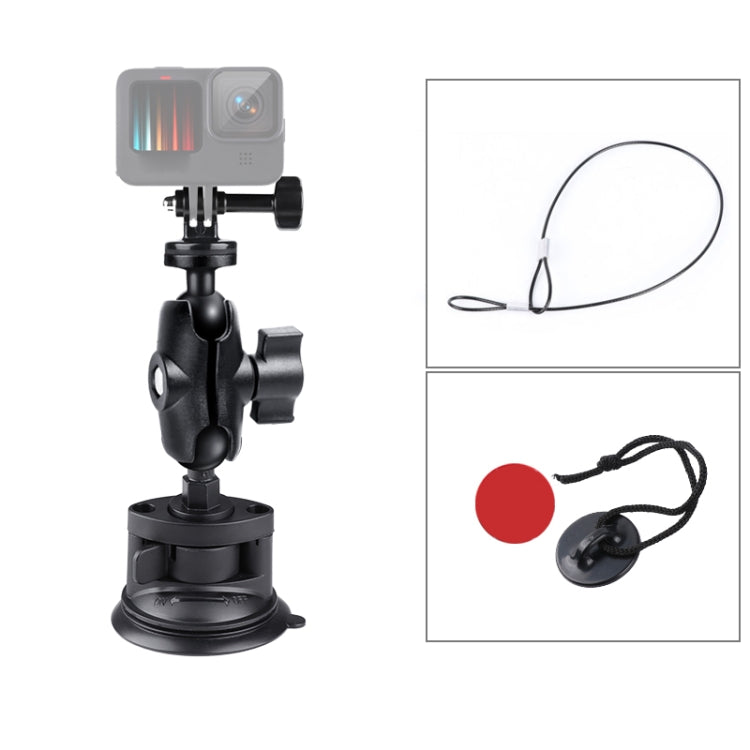 Single Suction Cup Mount Holder with Tripod Adapter & Steel Tether & Safety Buckle (Black) - Holder by PMC Jewellery | Online Shopping South Africa | PMC Jewellery