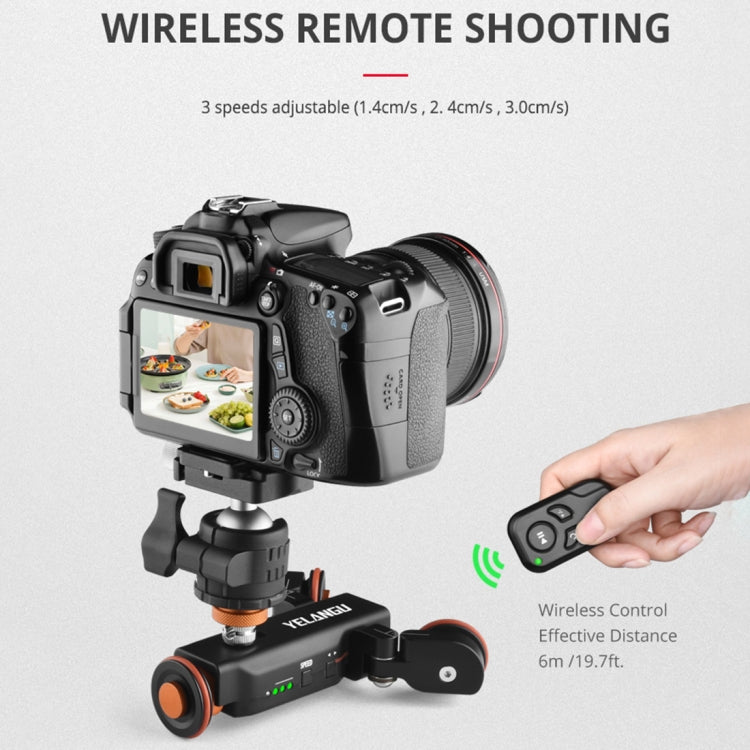 YELANGU L4X Camera Wheel Dolly Electric Track Slider 3-Wheel Dolly Car with Remote & Ballhead, Load: 3kg - Camera Dolly by PMC TechLife | Online Shopping South Africa | PMC TechLife | Buy Now Pay Later Mobicred