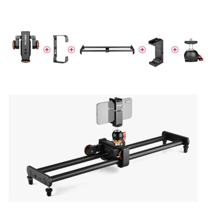 YELANGU L60E 60cm Slide Rail Track + L4 3-Wheel Video Dolly with PC142 Phone Clamp & Ballhead - free shipping - PMC TechLife - Order now!