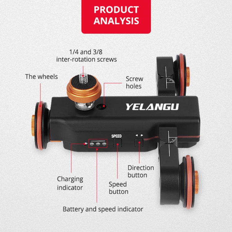 YELANGU L4X Camera Wheel Dolly + PC142 Phone Clamp with Remote, Load: 3kg - Camera Dolly by YELANGU | Online Shopping South Africa | PMC Jewellery