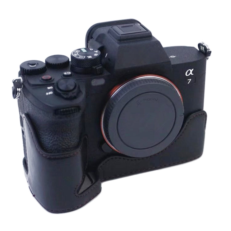 1/4 inch Thread PU Leather Camera Half Case Base for Sony A7 IV (Black) - free shipping - PMC TechLife - Order now!