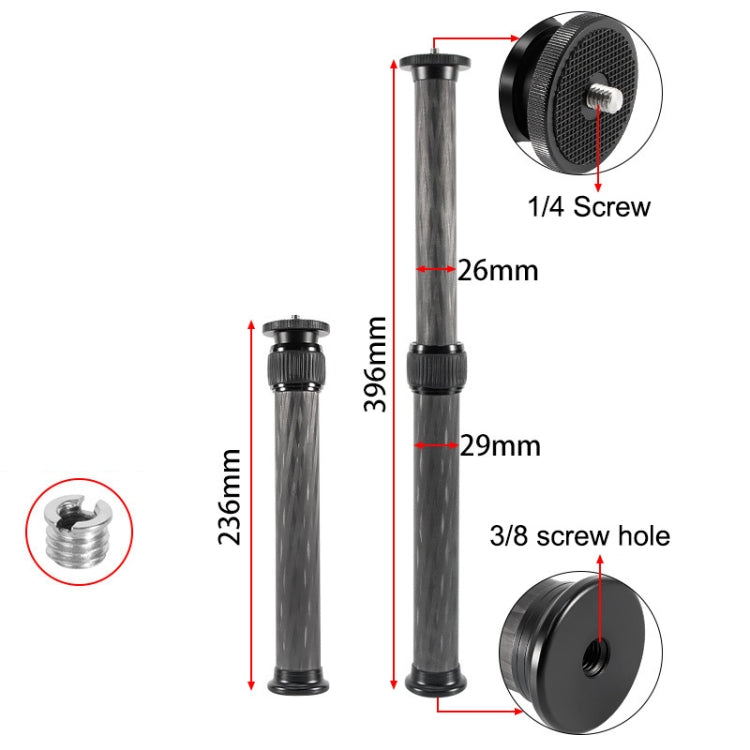 BEXIN P292C 236mm-396mm Tripod Extension Pole Carbon Fiber Center Column Tripod Extender(Black) - Monopods by BEXIN | Online Shopping South Africa | PMC TechLife | Buy Now Pay Later Mobicred