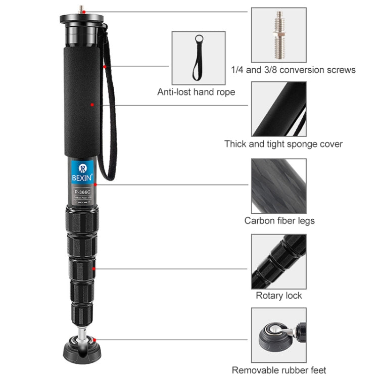 BEXIN P405C Camera Carbon Fiber Monopod Travel Live Selfie Bracket Holder - Monopods by BEXIN | Online Shopping South Africa | PMC TechLife | Buy Now Pay Later Mobicred