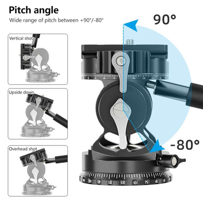 BEXIN DT-03R/S 720 Degree Panorama Heavy Duty Tripod Action Fluid Drag Head with Quick Release Plate - Tripod Heads by BEXIN | Online Shopping South Africa | PMC Jewellery | Buy Now Pay Later Mobicred