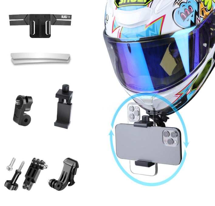 RUIGPRO Action Camera Phone Helmet Mount Kit with J-Hook Buckle & Rotation Phone Clamp & Adapter(Black) - Helmet Mount by RUIGPRO | Online Shopping South Africa | PMC TechLife | Buy Now Pay Later Mobicred
