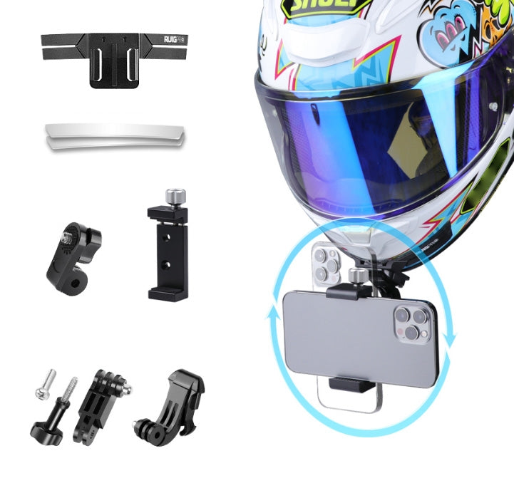 RUIGPRO Action Camera Phone Helmet Mount Kit with J-Hook Buckle & Metal Phone Clamp & Adapter(Black) - Helmet Mount by RUIGPRO | Online Shopping South Africa | PMC TechLife | Buy Now Pay Later Mobicred