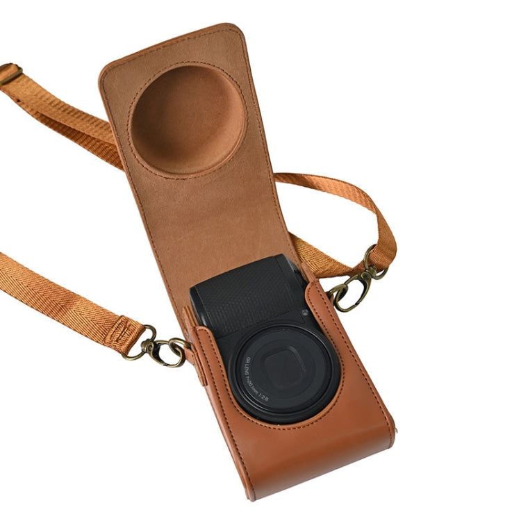 Full Body Camera PU Leather Case Bag with Strap for Ricoh GR / GRII / GRIII, Casio ZR1200 / ZR1500/ ZR2000/ ZR3500, ZR3600 / ZR3700 / ZR5500 (Brown) - Leather Bag by PMC TechLife | Online Shopping South Africa | PMC TechLife | Buy Now Pay Later Mobicred